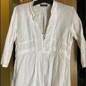 3/4 sleeve white boho top small